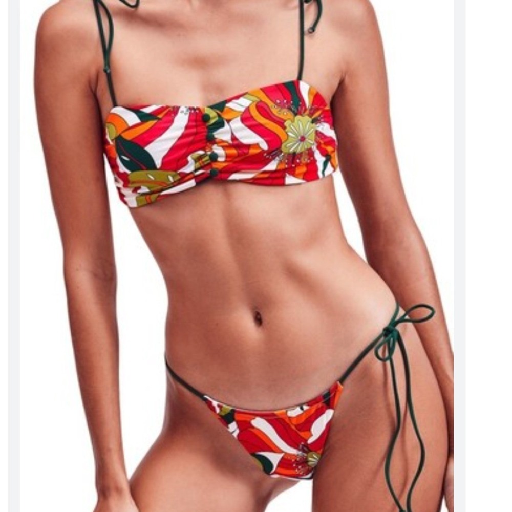 Devon Windsor Floral Rylie Top M Reign Bottom L Bikini Set Red Orange Green NEW